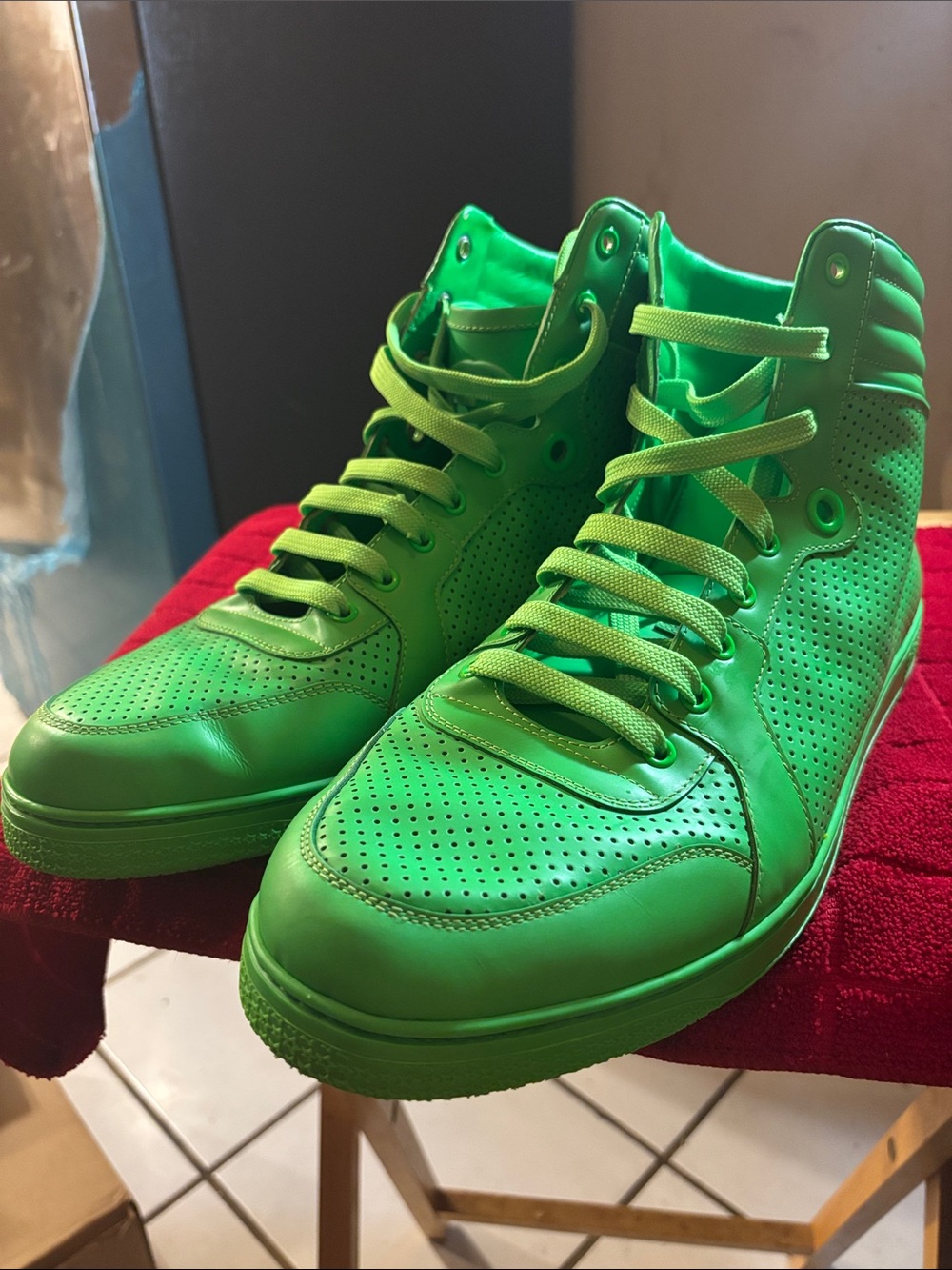 Gucci Neon Green High-Top Sneakers